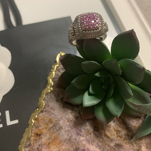 Judith Ripka Genuine Pink Saphire Sterlinf Ring - Picture 3 of 3